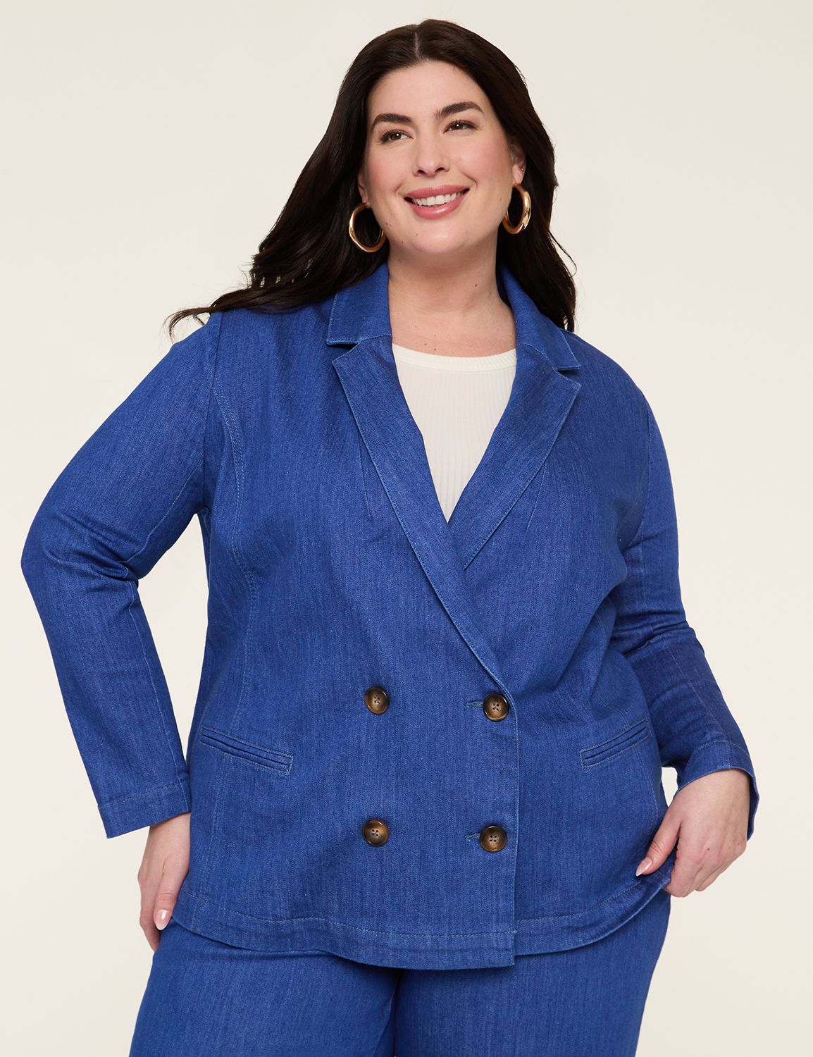 DOUBLE BREASTED DENIM BLAZER - MED Product Image 1