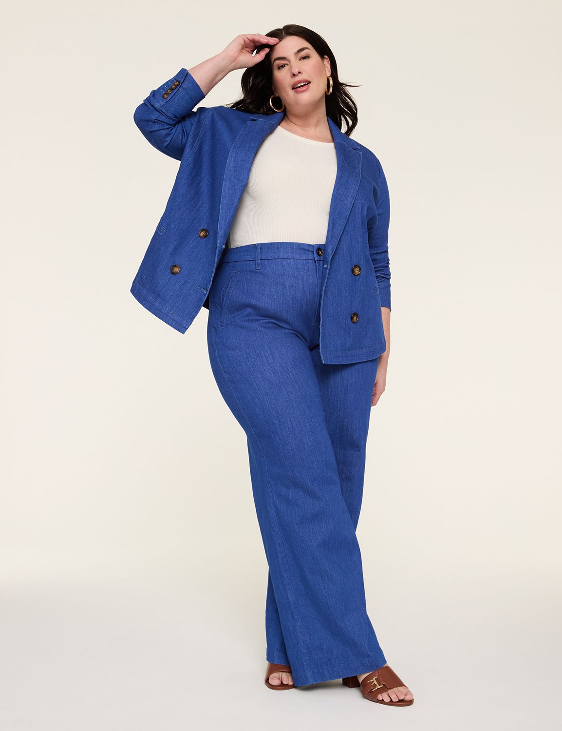 DOUBLE BREASTED DENIM BLAZER - MED Product Image 3