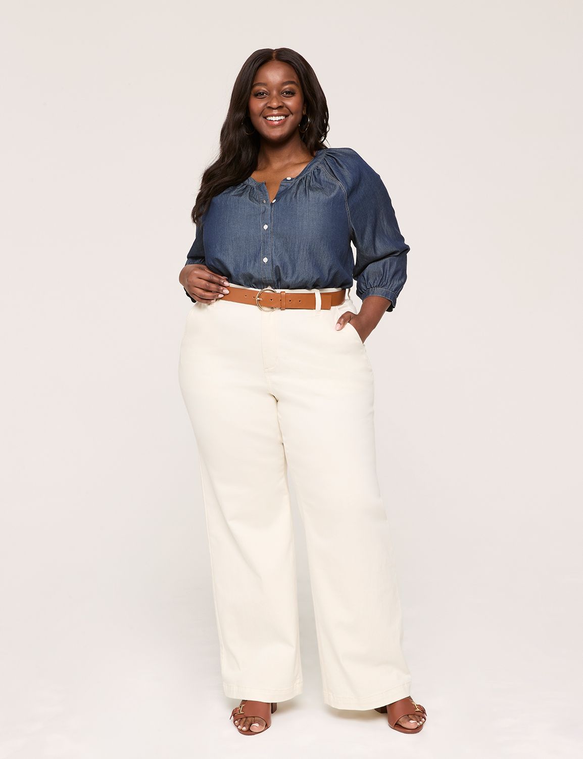 Wide Tailored Trouser in Ivory