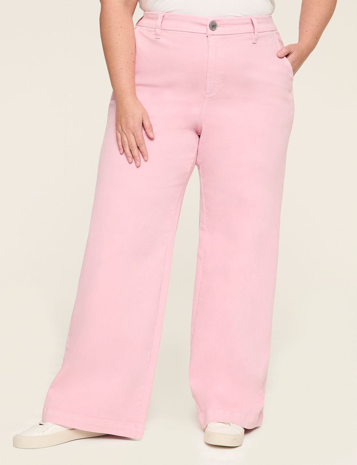 HIGH RISE WIDE LEG TROUSER- IVORY W Product Image 1