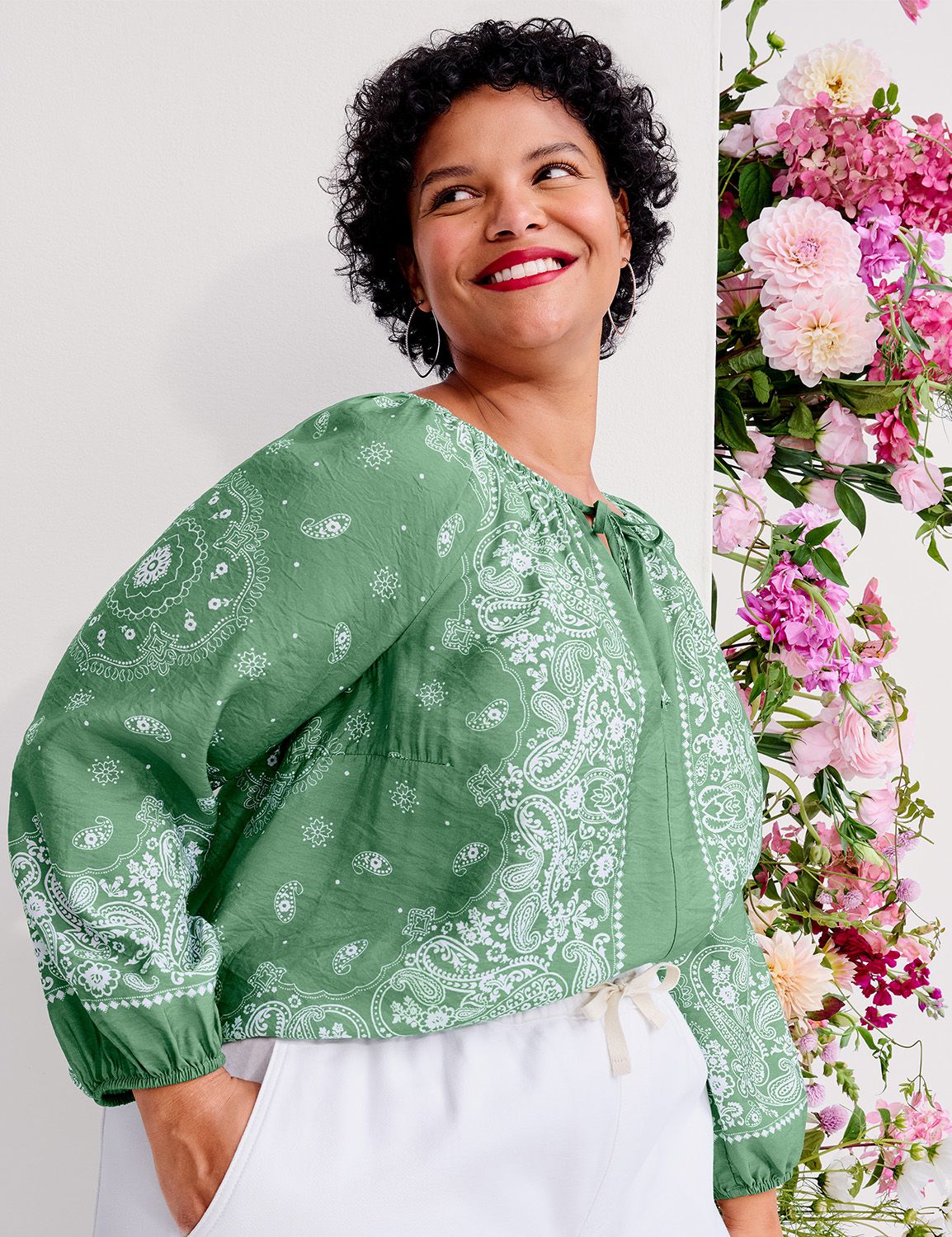 Swing Tie-Neck Blouse | LaneBryant