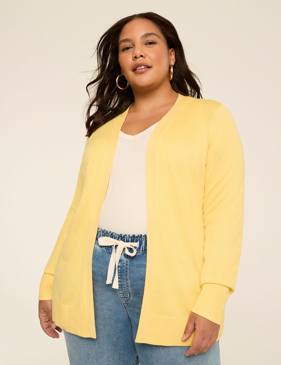 Modern Long-Sleeve Open-Front Cardigan