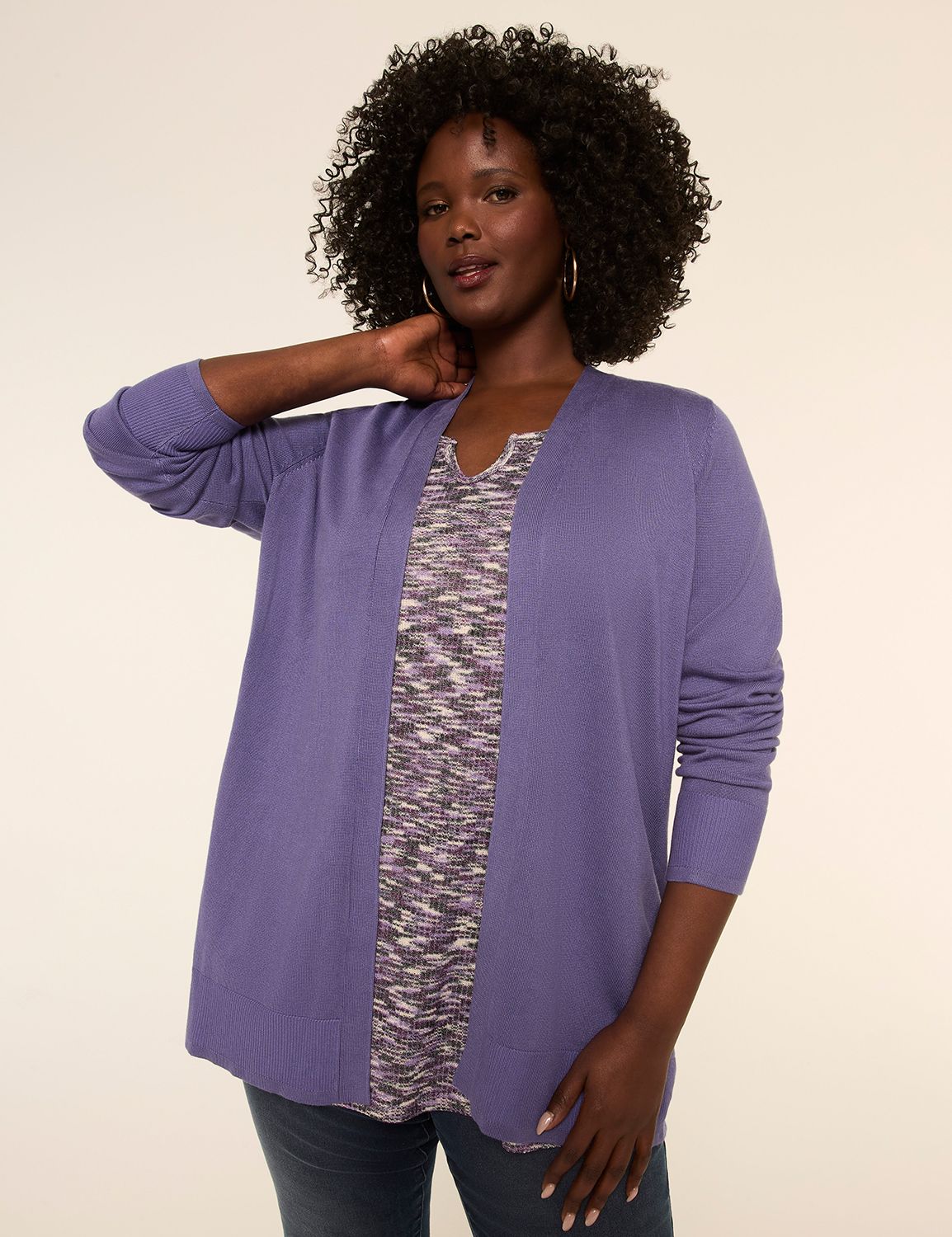 Modern Long-Sleeve Open-Front Cardigan