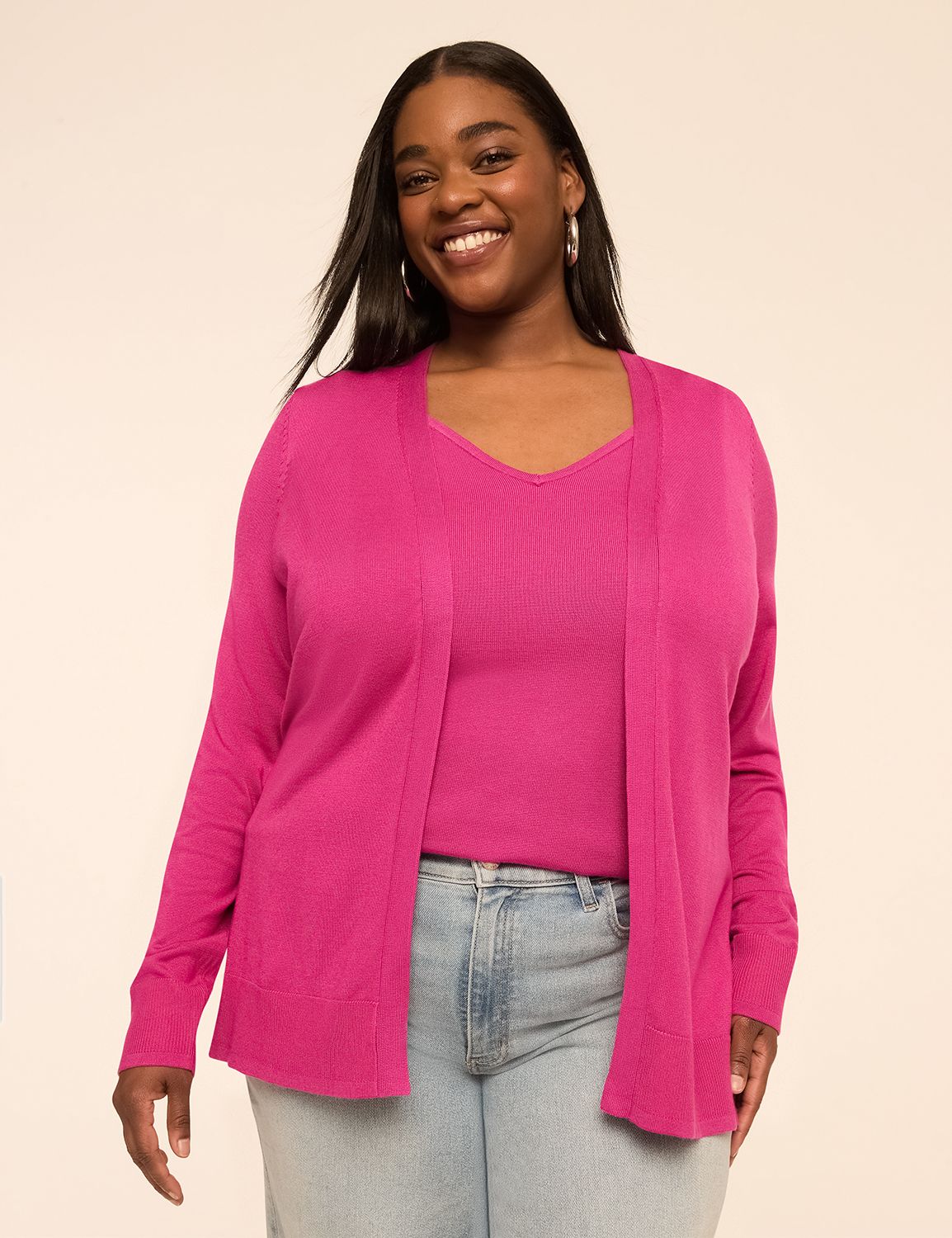 Modern Long-Sleeve Open-Front Cardigan