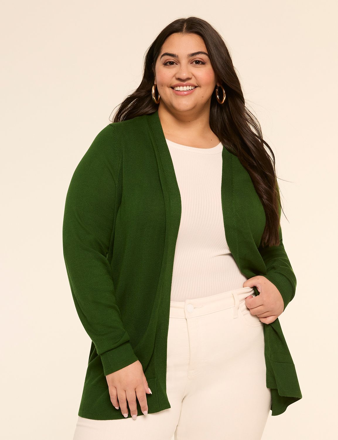 Modern Long-Sleeve Open-Front Cardigan