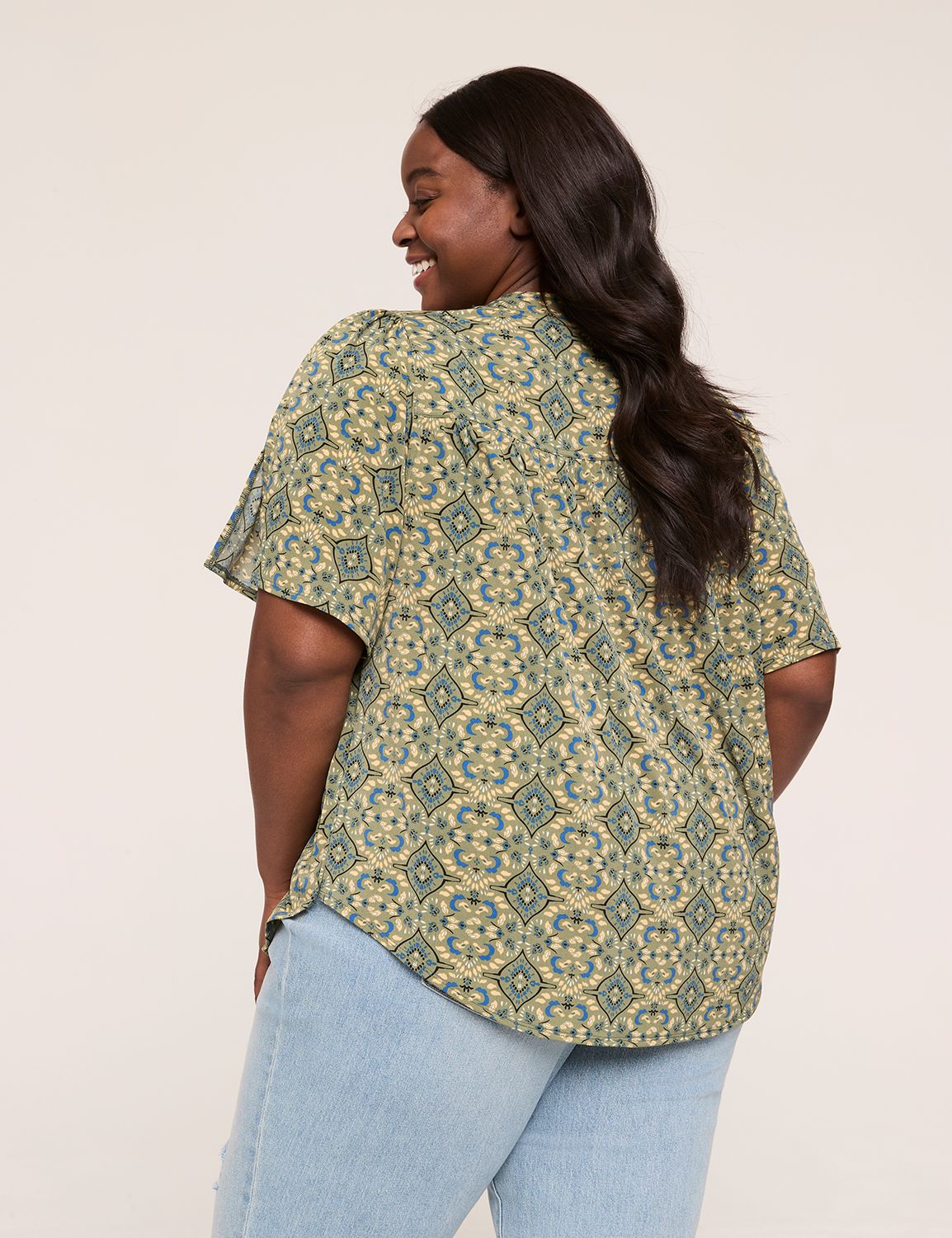 V-Neck Curved-Hem Top | LaneBryant