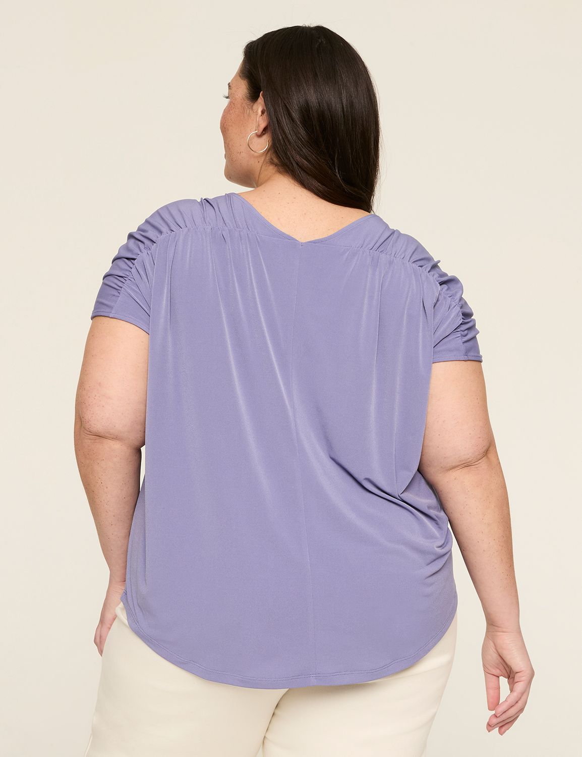Ruched Sleeve V Neck Top