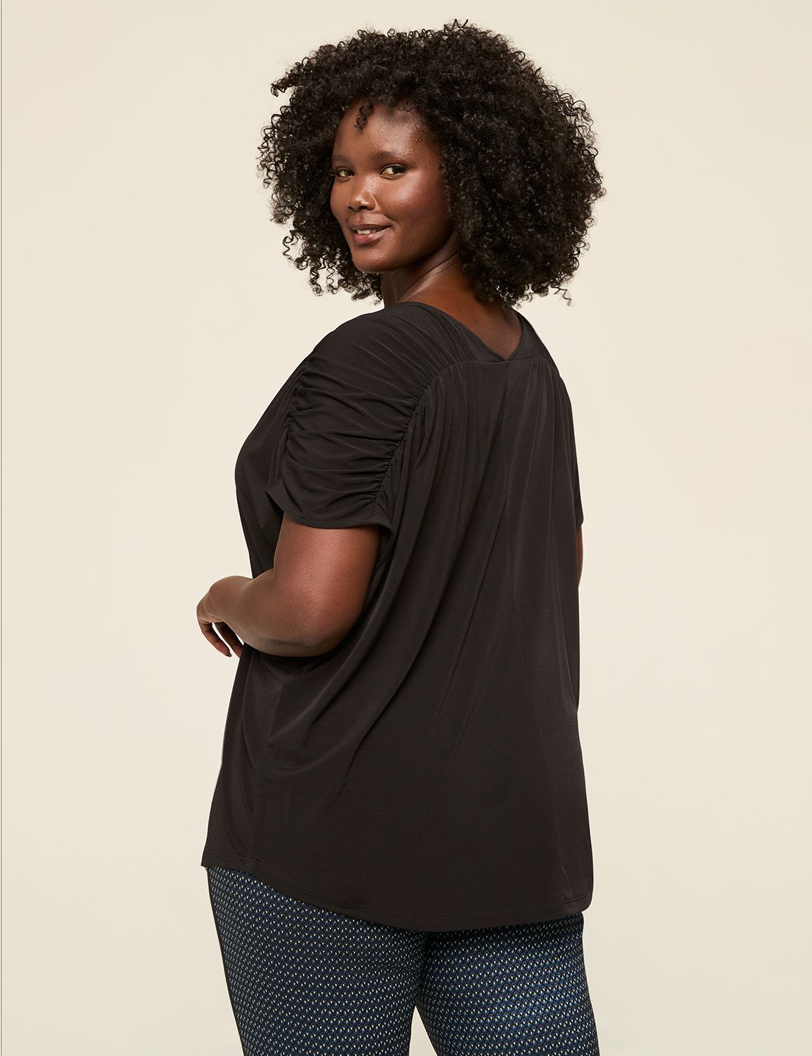 Short Sleeve Ruched V Neck Top S 11 Product Image 2