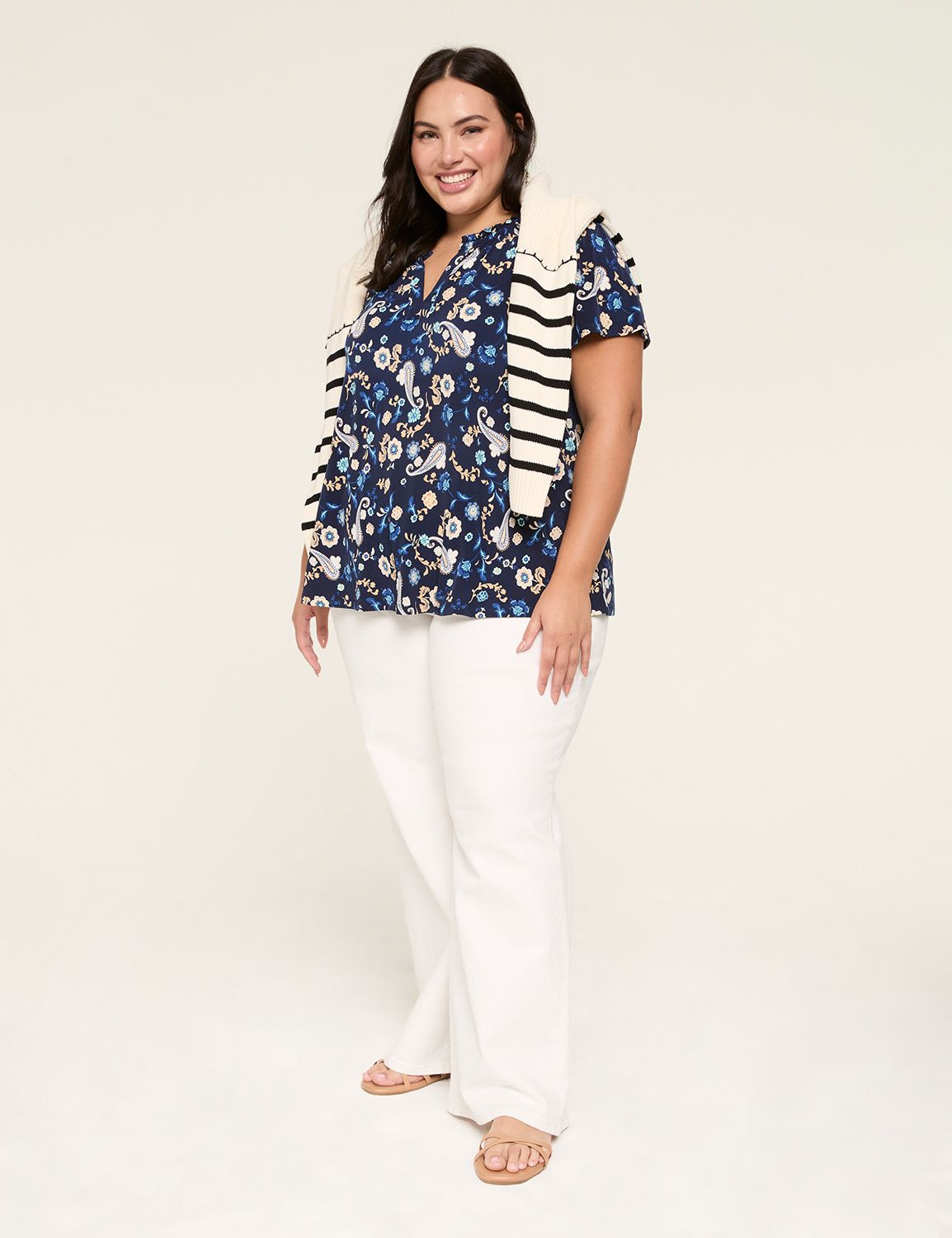 Ruffle Notch Neck Flutter Sleeve To Product Image 3