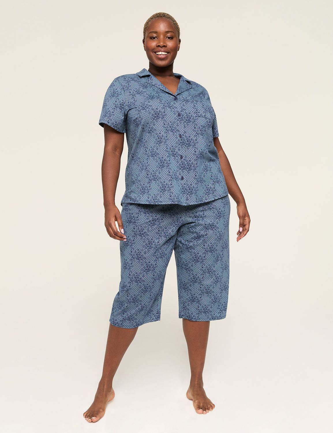 Comfy Cotton Notch-Neck Top & Crop Pant PJ Set