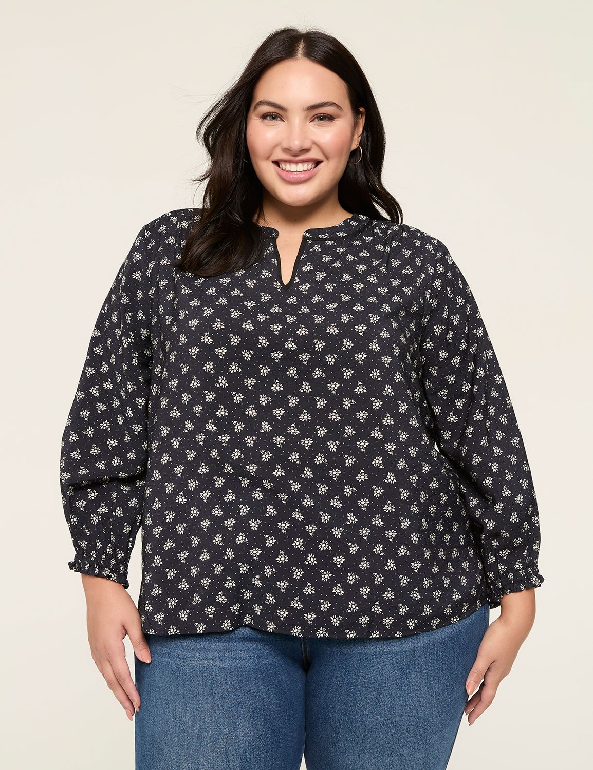 Classic Bracelet Sleeve Split Neck | LaneBryant