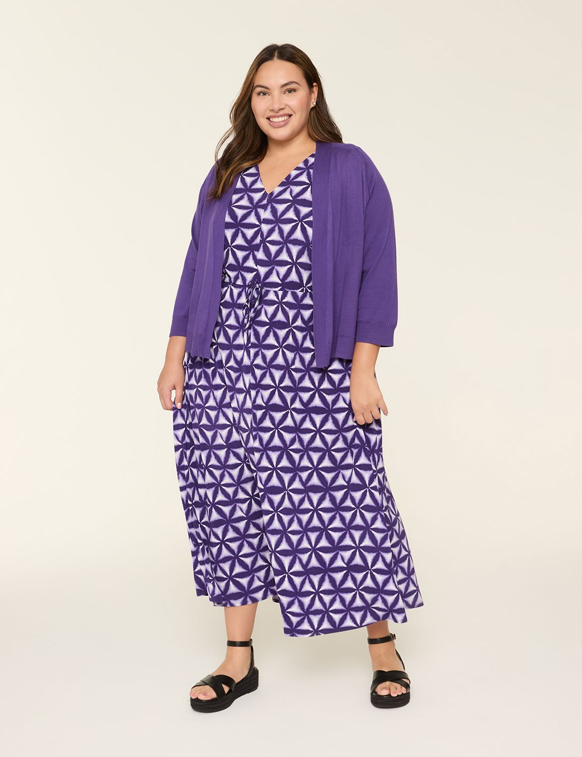 Classic 3/4 Sleeve Open Front Shrug Product Image 3