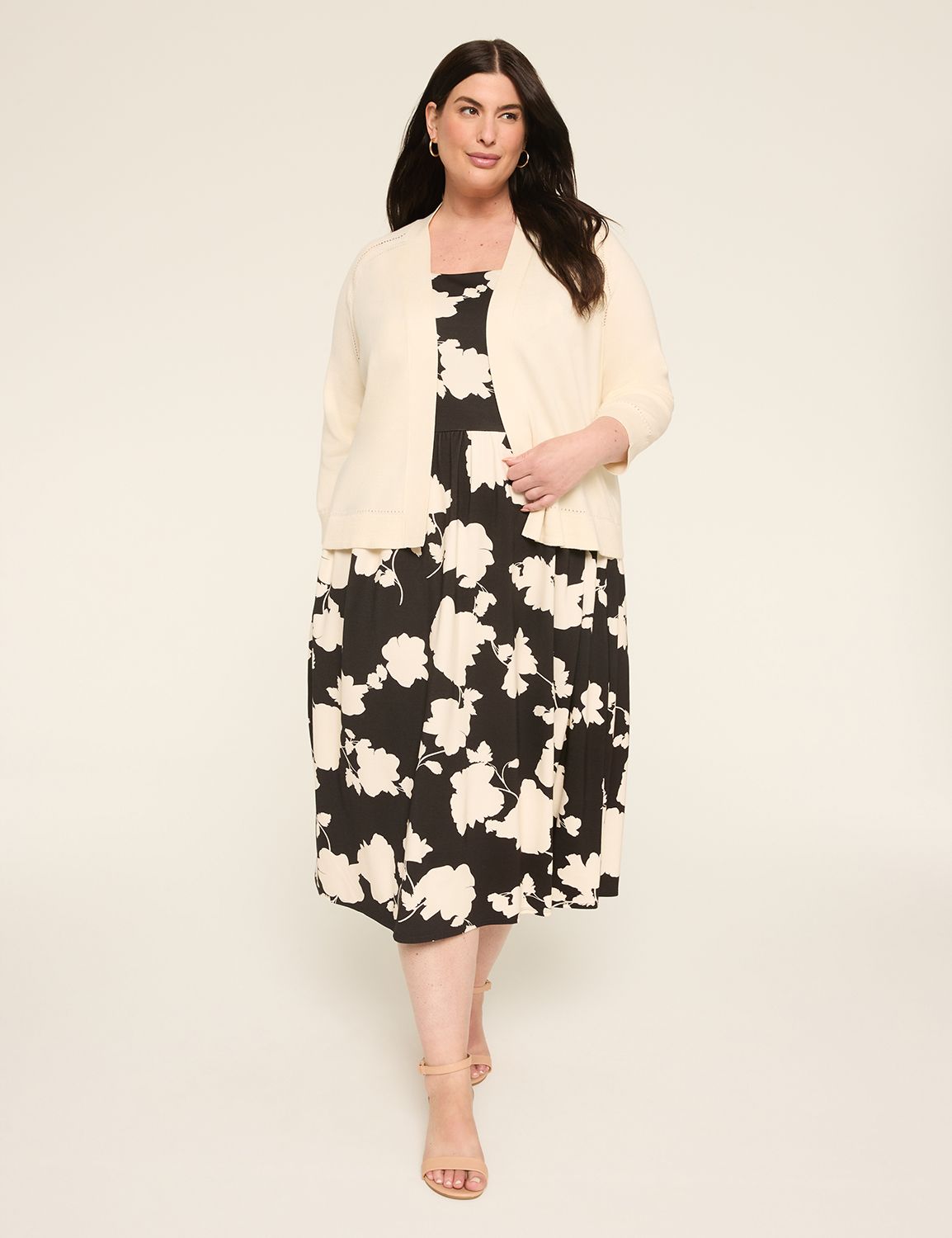 Classic 3/4 Sleeve Open Front Shrug Product Image 3