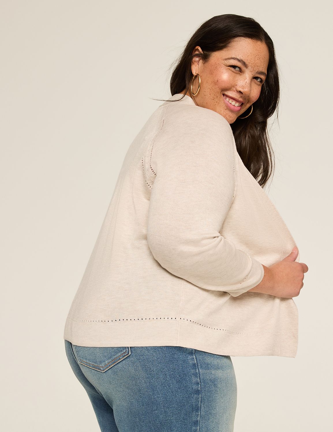 Classic 3/4 Sleeve Open Front Shrug Product Image 2