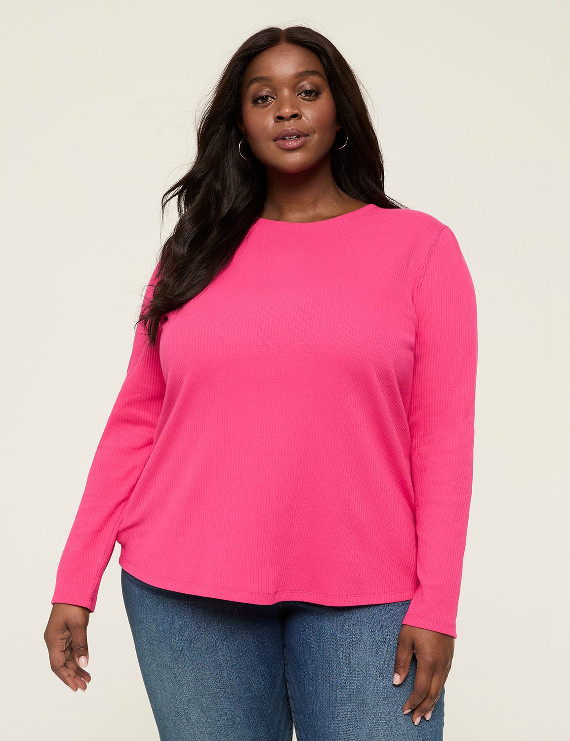 Classic 3/4 Puff Sleeve Crew Neck L | LaneBryant