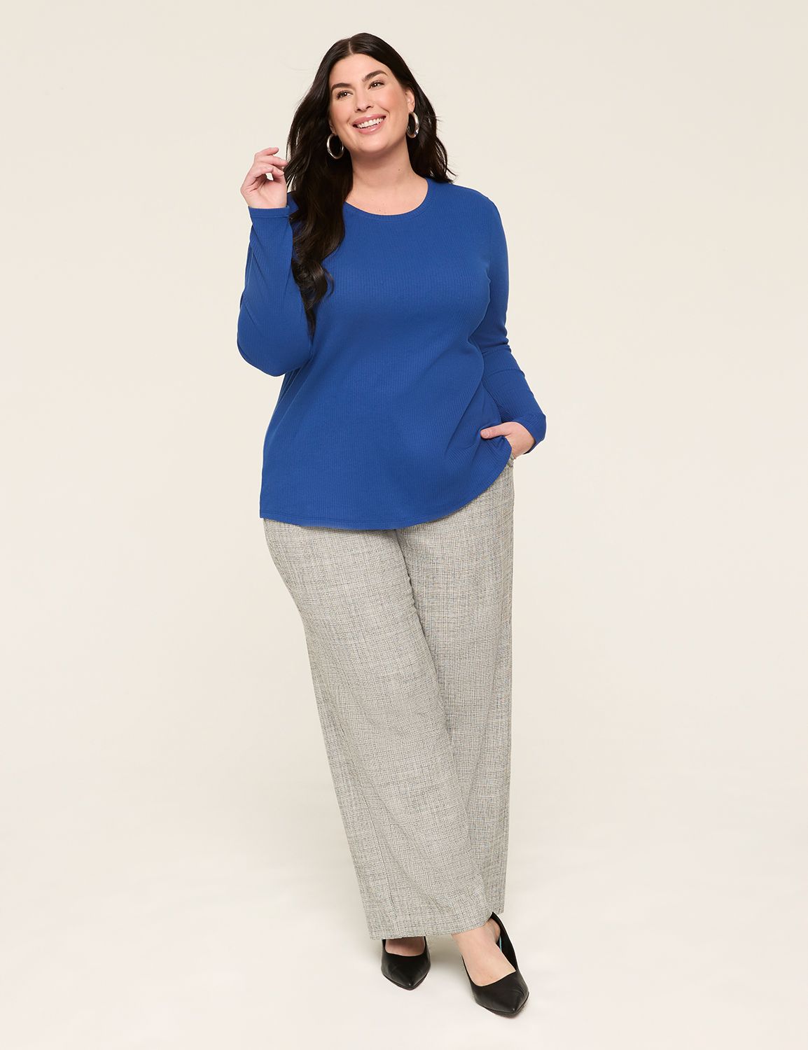 Crushed 3/4 Sleeve Candy Crew Neck