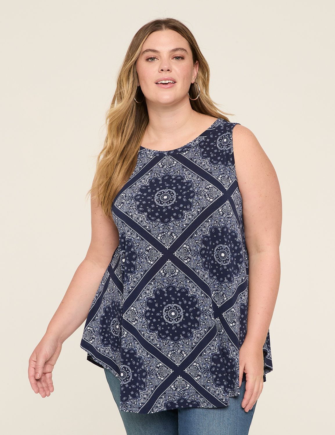 Casual Sleeveless Boat Neck Swing T Product Image 1