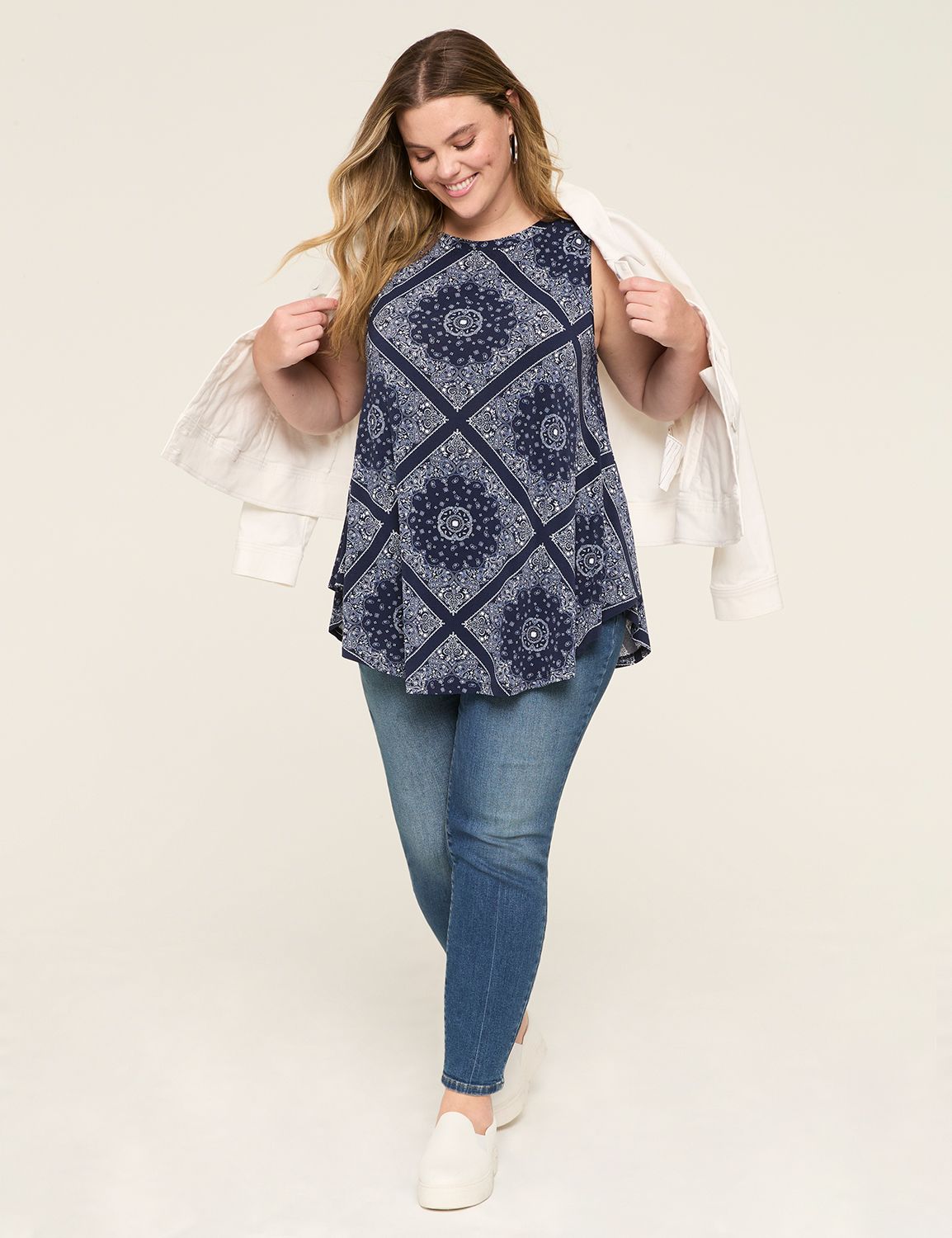 Casual Sleeveless Boat Neck Swing T Product Image 3