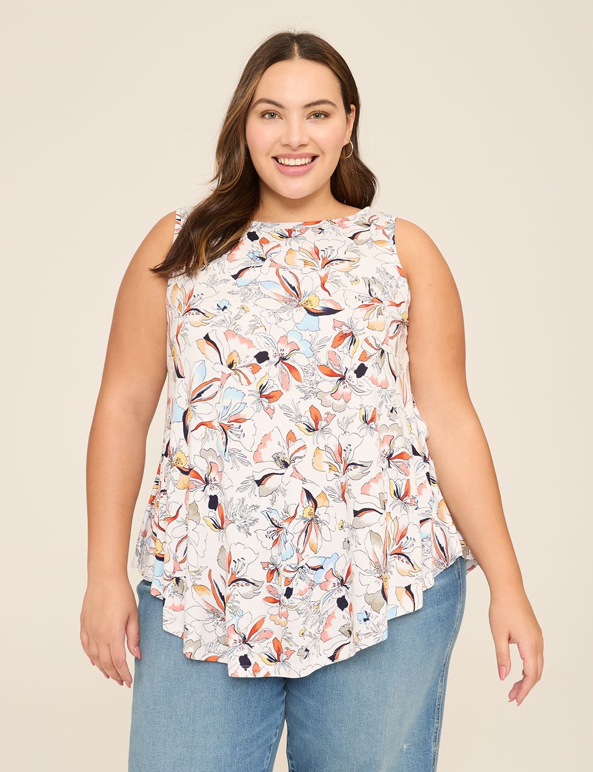 Casual Sleeveless Boat Neck Swing T Product Image 1