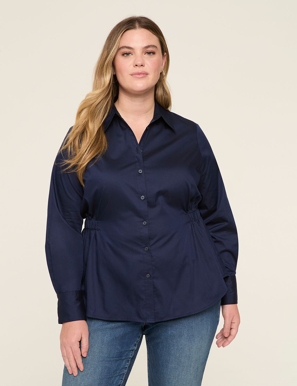 Relaxed LS Buttondown w/ Elastic Wa Product Image 1