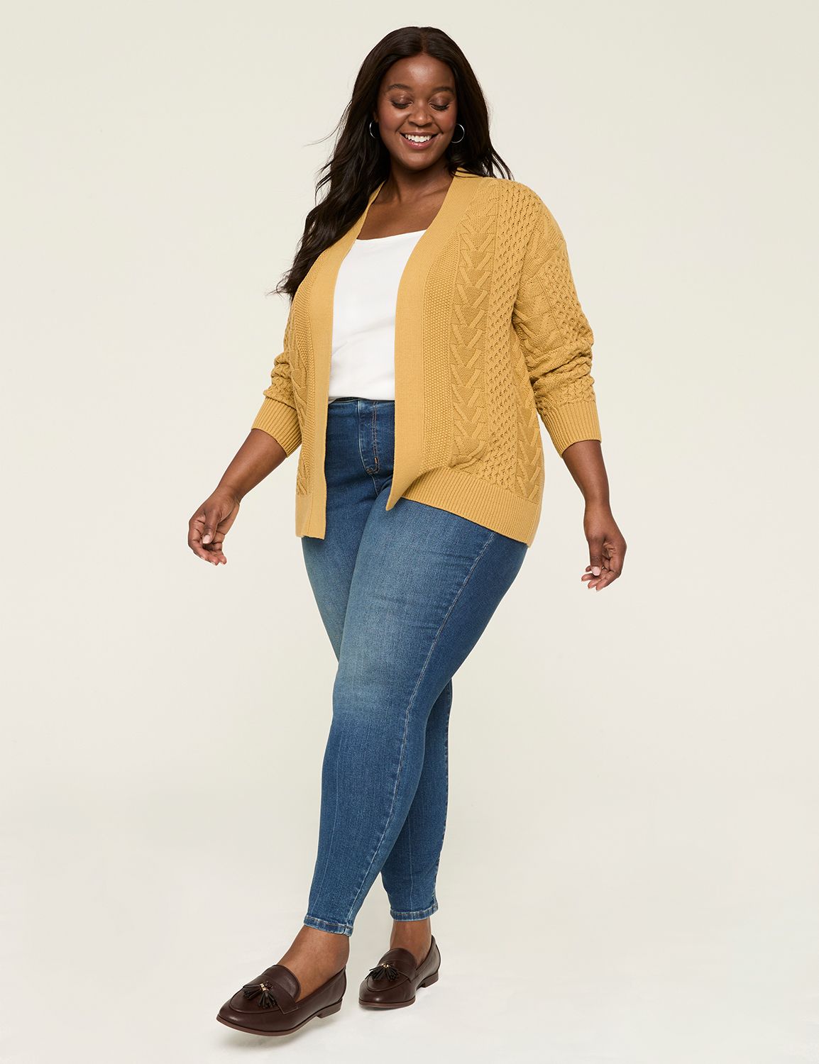 Open-Front Cable Cardigan | LaneBryant