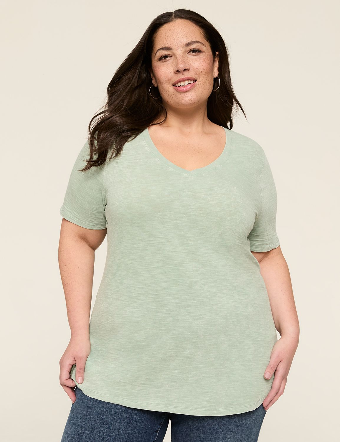Classic Perfect Sleeve V Neck Tee S Product Image 1