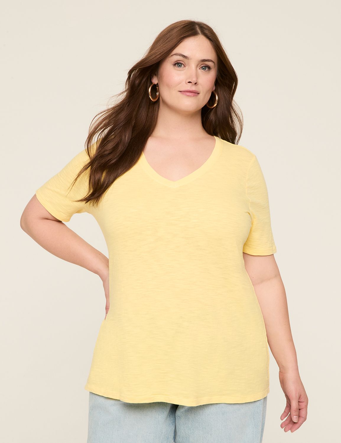 Classic Perfect Sleeve V Neck Tee S Product Image 1