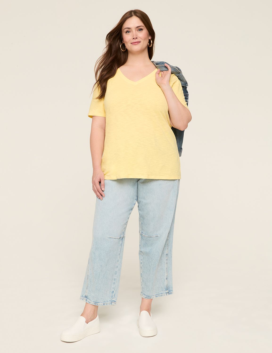 Classic Perfect Sleeve V Neck Tee S Product Image 3