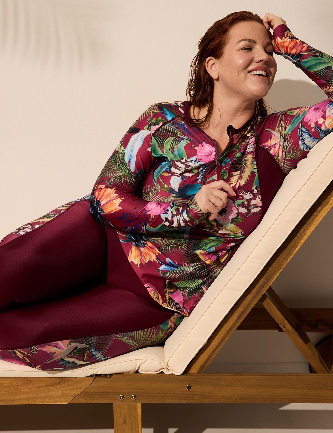 Plus Size | Quarter Zip Long-Sleeve Swim Rash Guard | LaneBryant