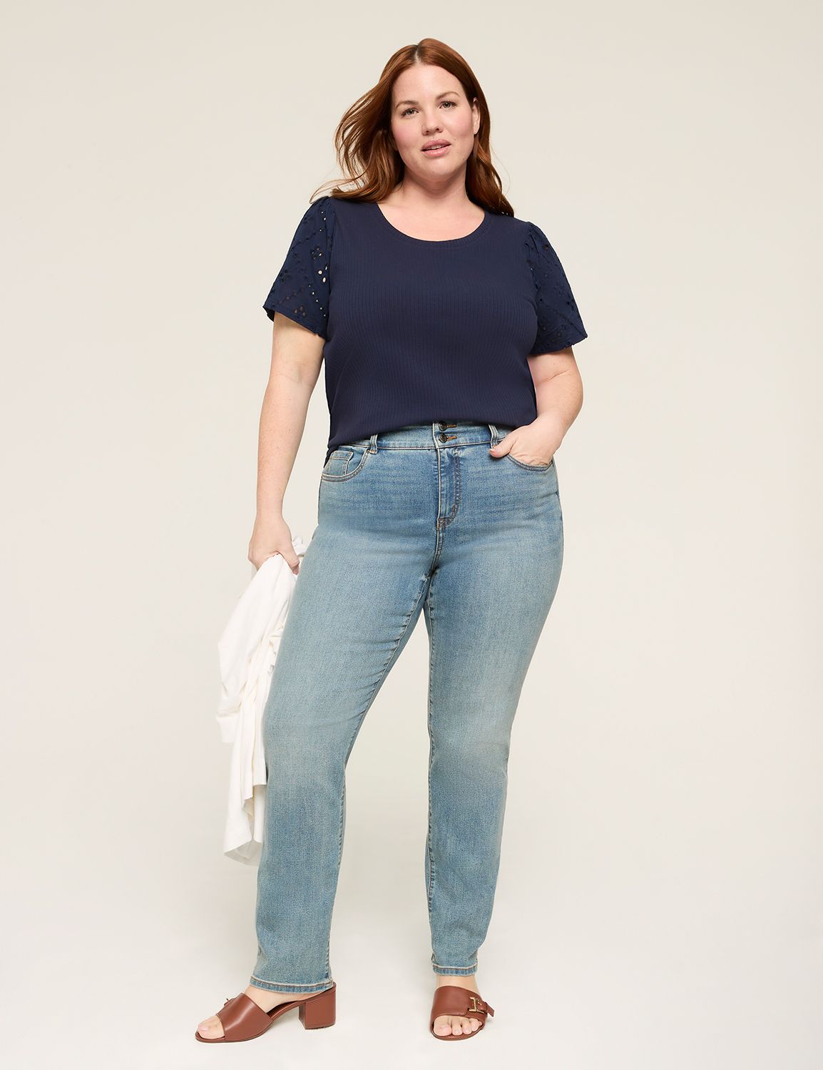 Eyelet Ruched Short Sleeve Scoop Ne Product Image 3