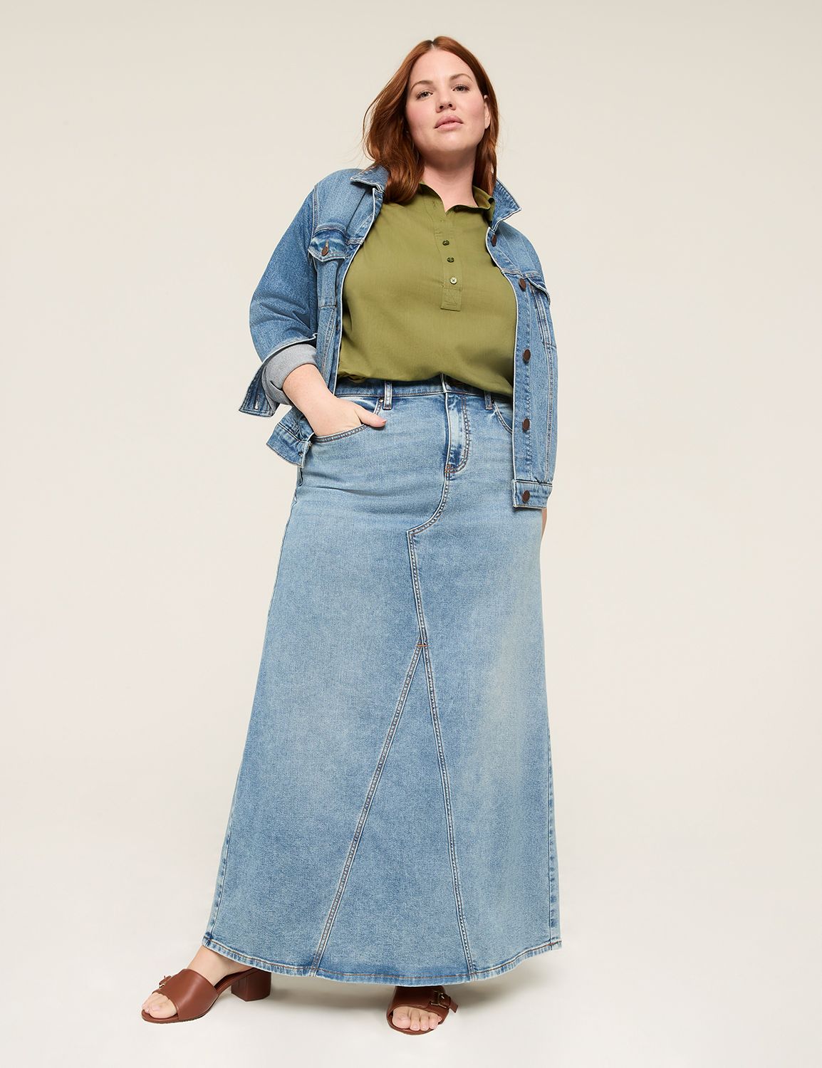 DENIM HIGH RISE MAXI SKIRT- MEDIUM Product Image 3
