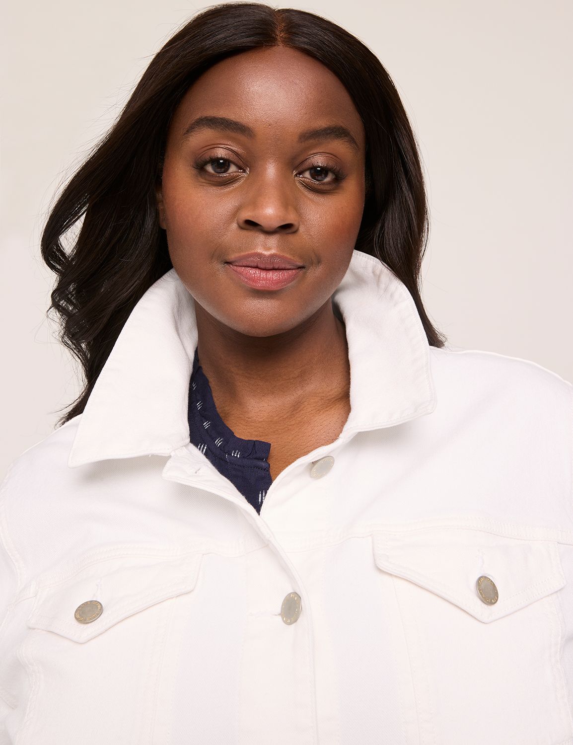 NEW CORE DENIM JACKET - WHITE DENIM | LaneBryant