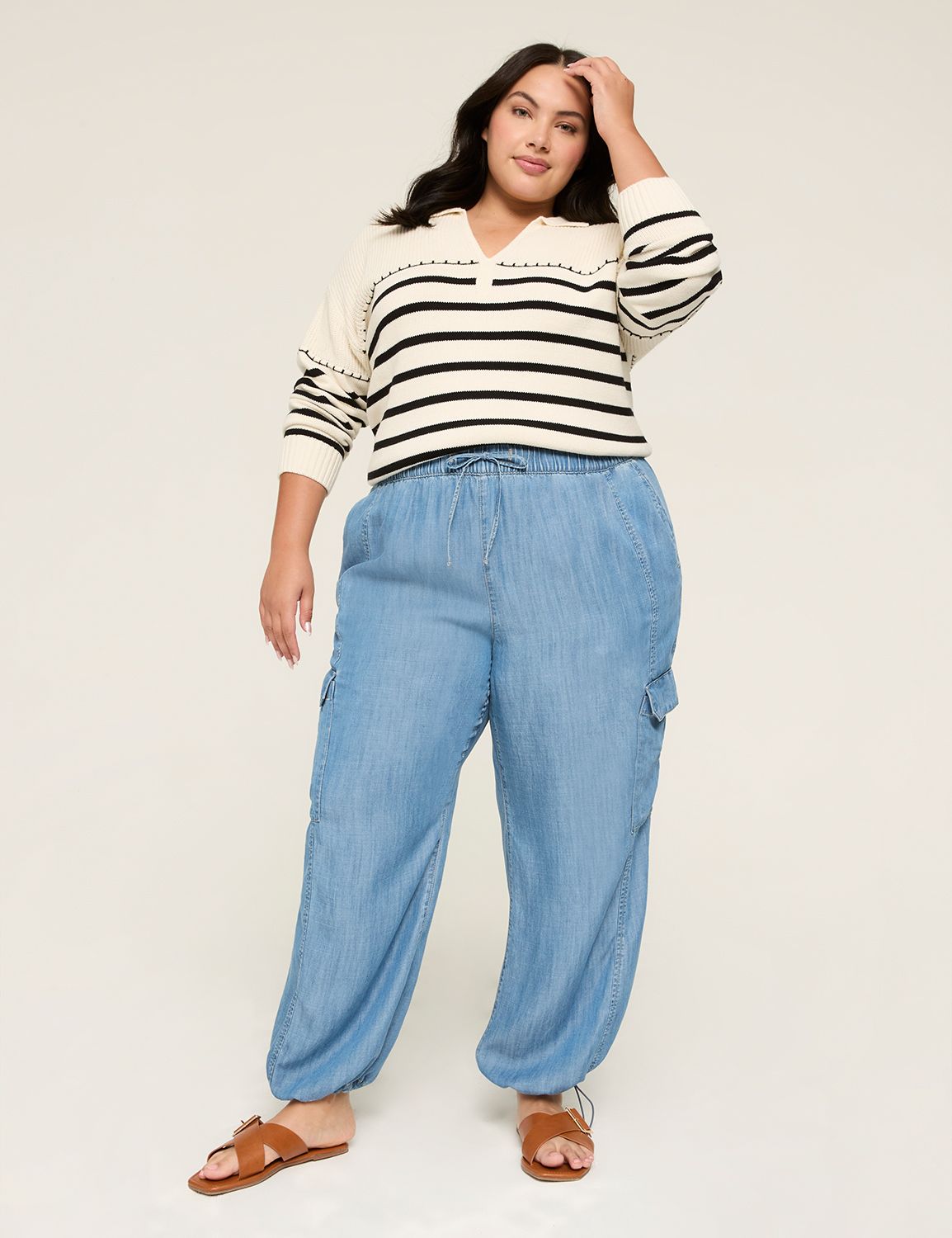 【DISCERNMENT】Parachute Unbalance Denim THE PARACHUTE CARGO PANT - MEDIUM W | LaneBryant