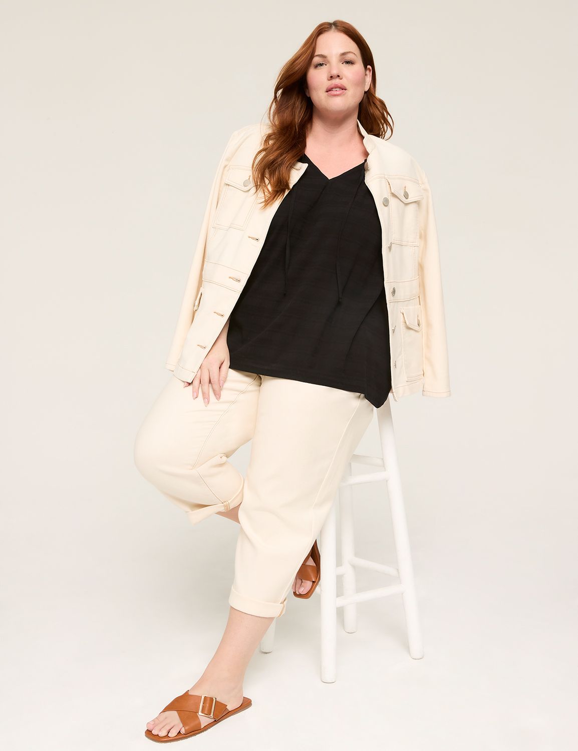 1049VE V Neck  Bamboo Swing Top