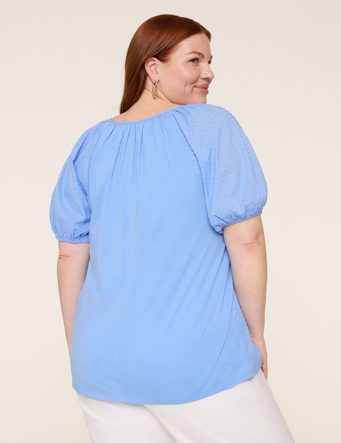 Short Sleeve Zen Neck Peasant Top S | LaneBryant, image size:1154x1500