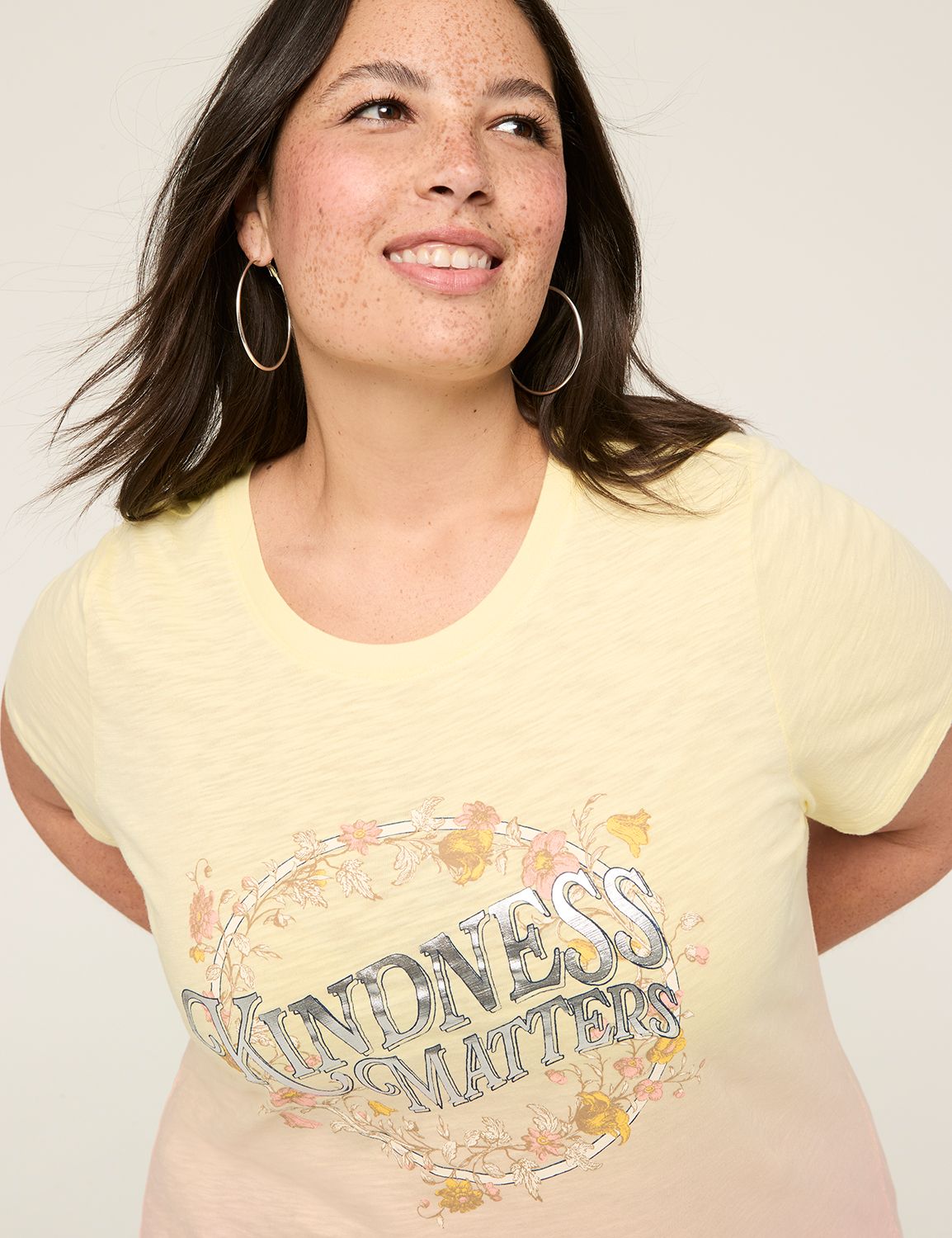 CREW NECK LONG SLEEVE CROPPED TEE (BROWN) main image 1