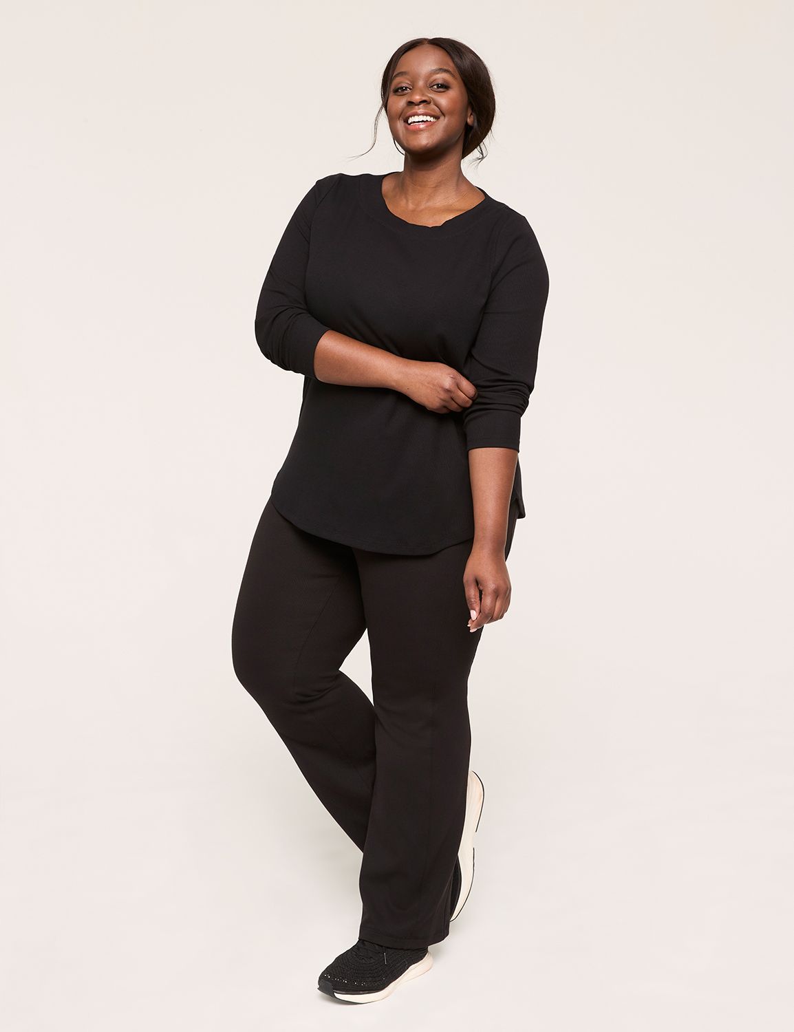 LIVI Long Sleeve Boat Neckline Rib Product Image 3