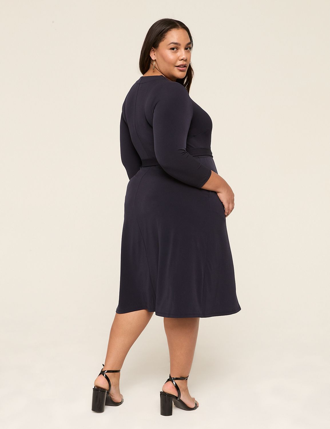 grey jersey wrap dress Blue Silver Stretch Jersey Long Sleeves Wrap Dress