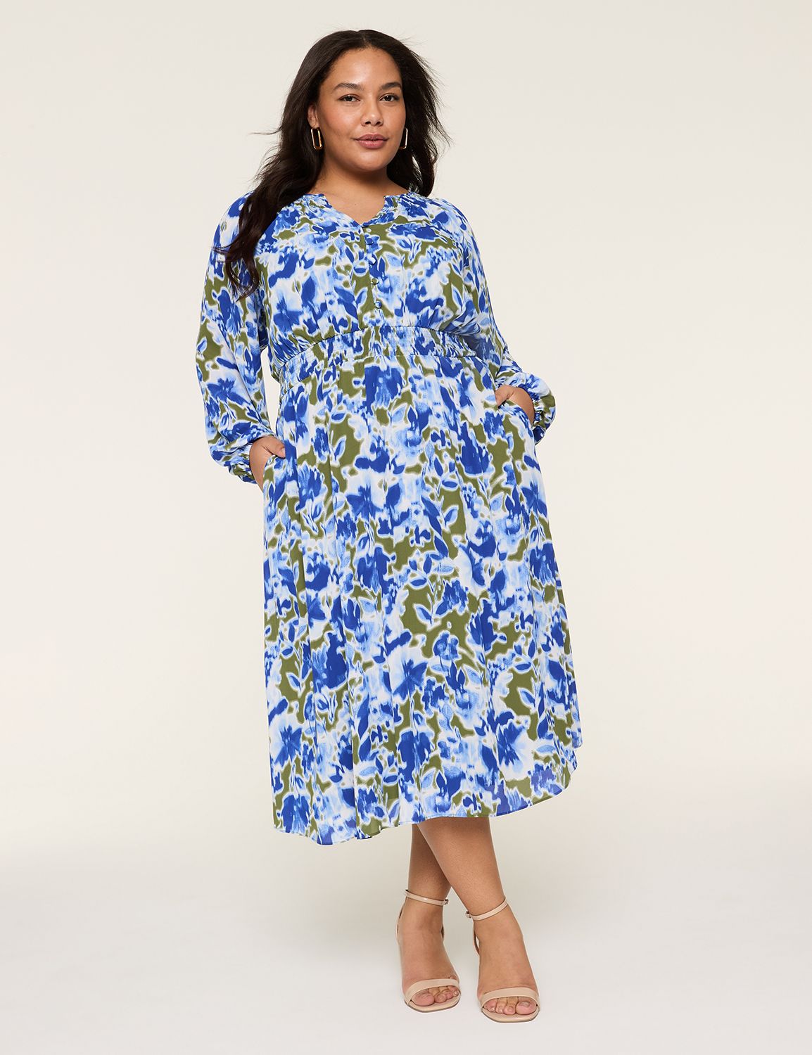 Smocked Neck & Waist Maxi Dress | LaneBryant