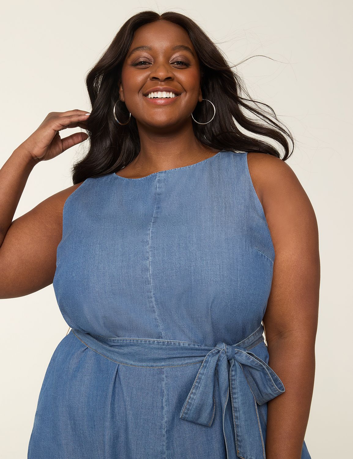 Boatneck Denim Midi Dress | LaneBryant