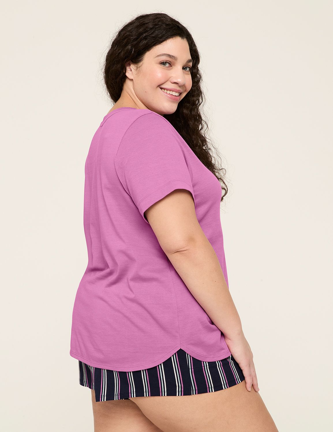 V Neck Tee Block Short PJ Set 11436 Product Image 2