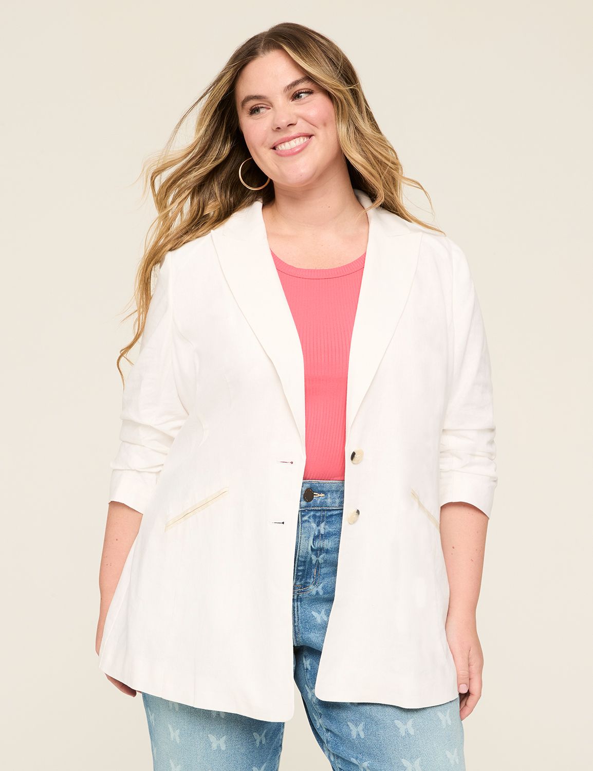 Linen 3/4-Sleeve Jacket | LaneBryant