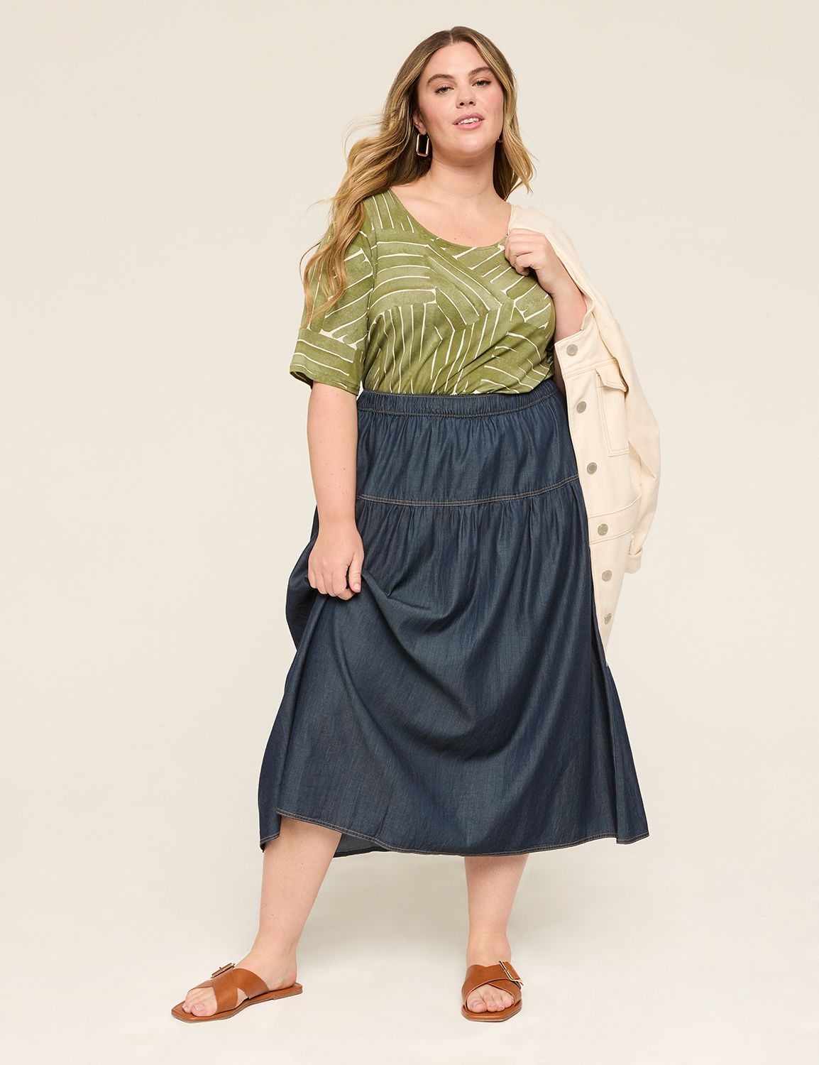 Chambray Tiered Skirt 1145611 Product Image 3