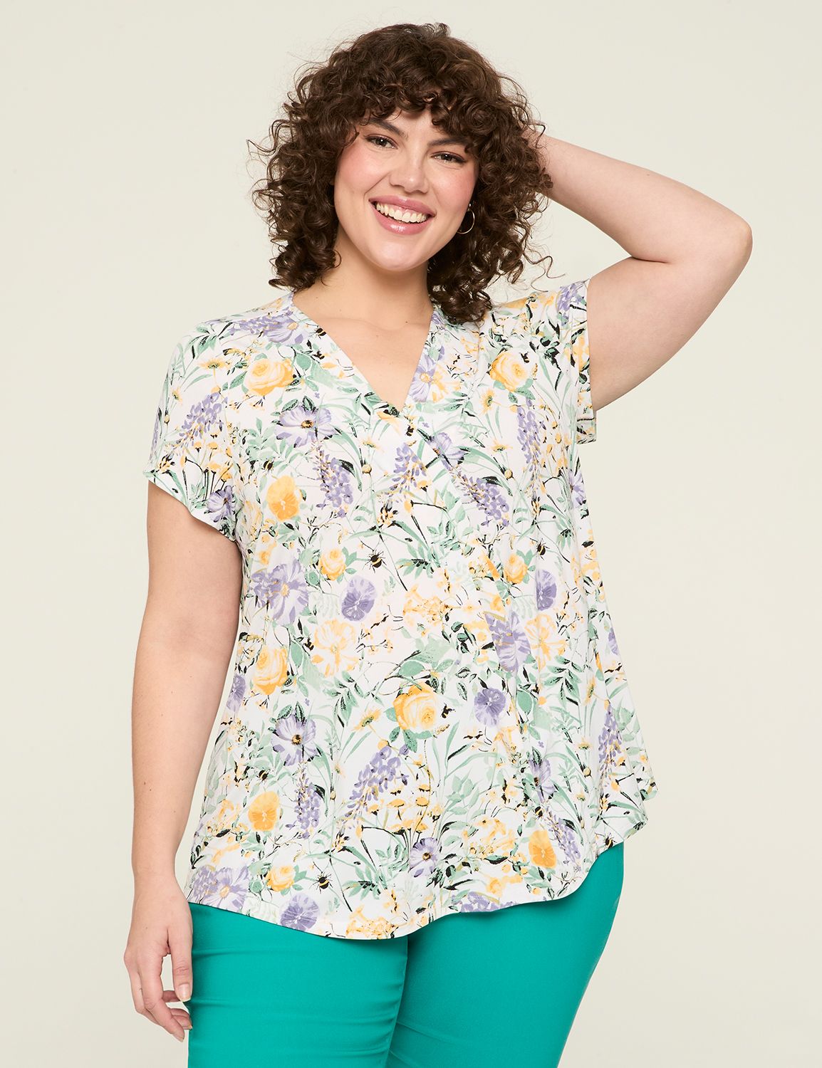 EJC Printed Dolman Sleeve Round Neck Blouse