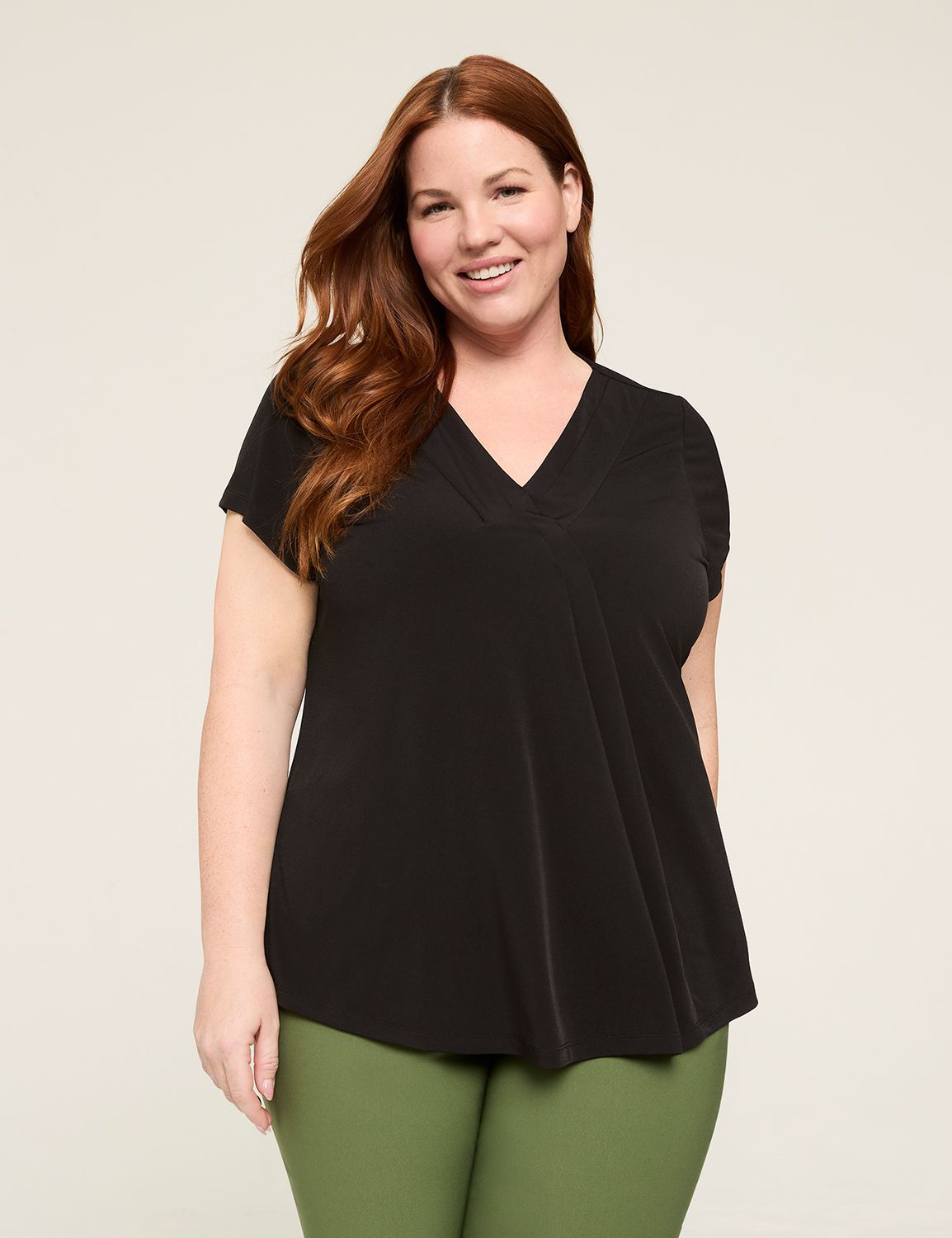 Cap Sleeve Dolman V-Neck Matte Jers Product Image 1