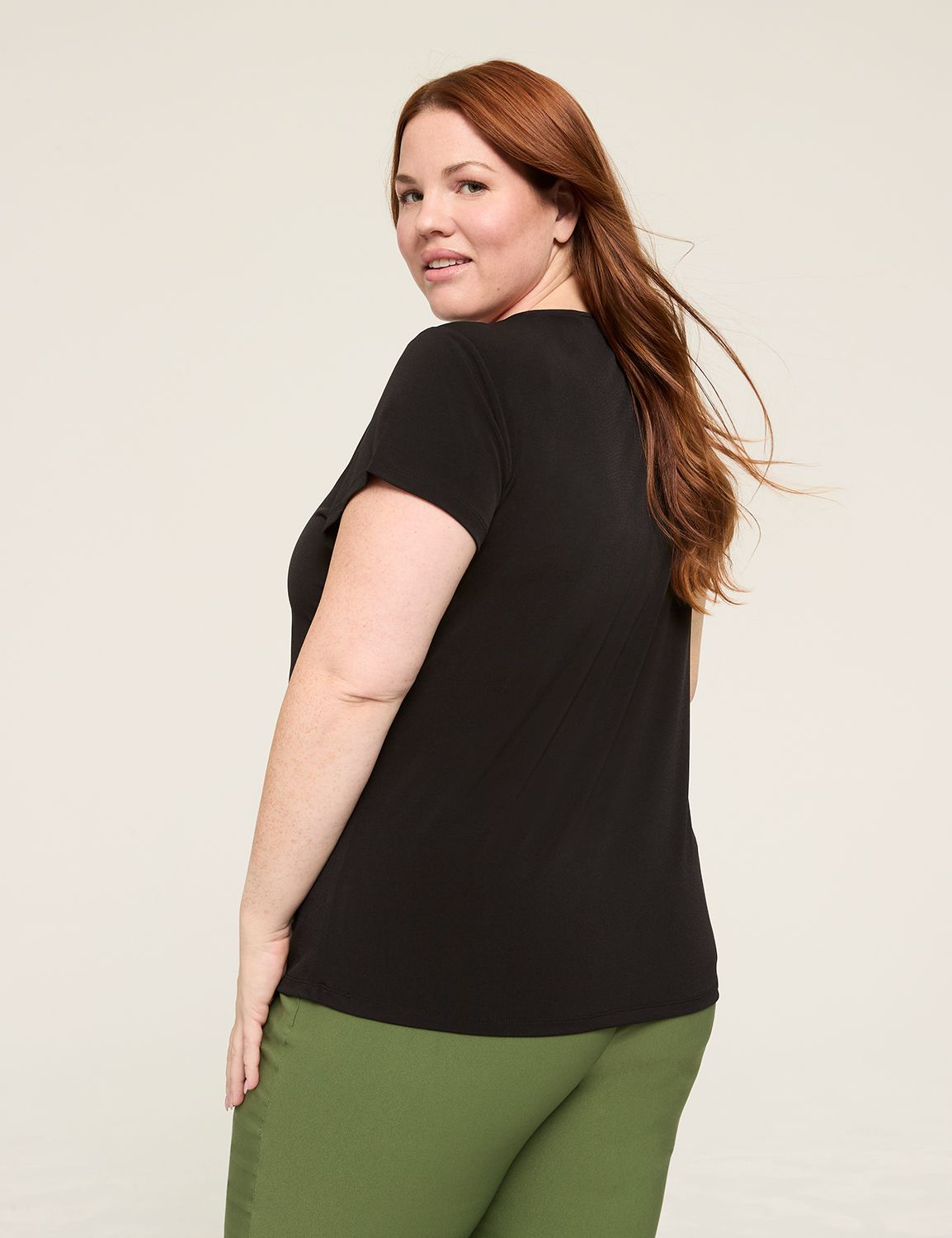 Cap Sleeve Dolman V-Neck Matte Jers Product Image 2