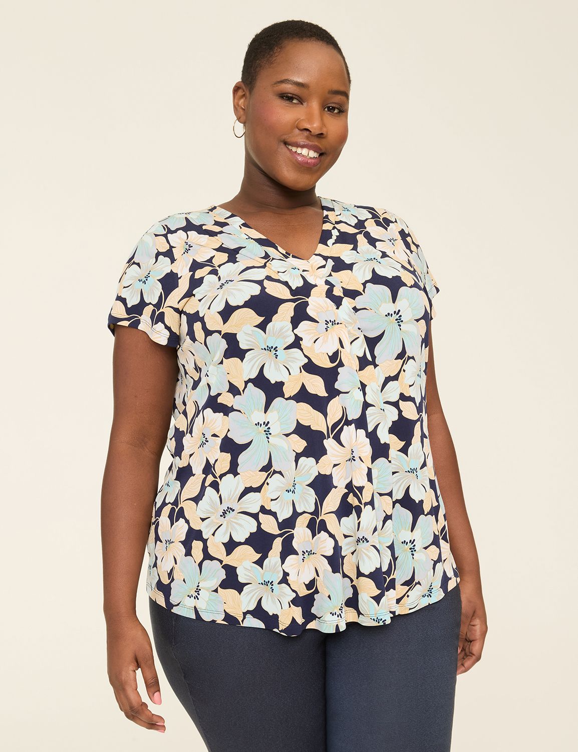 Cap Sleeve Dolman V-Neck Matte Jers Product Image 1