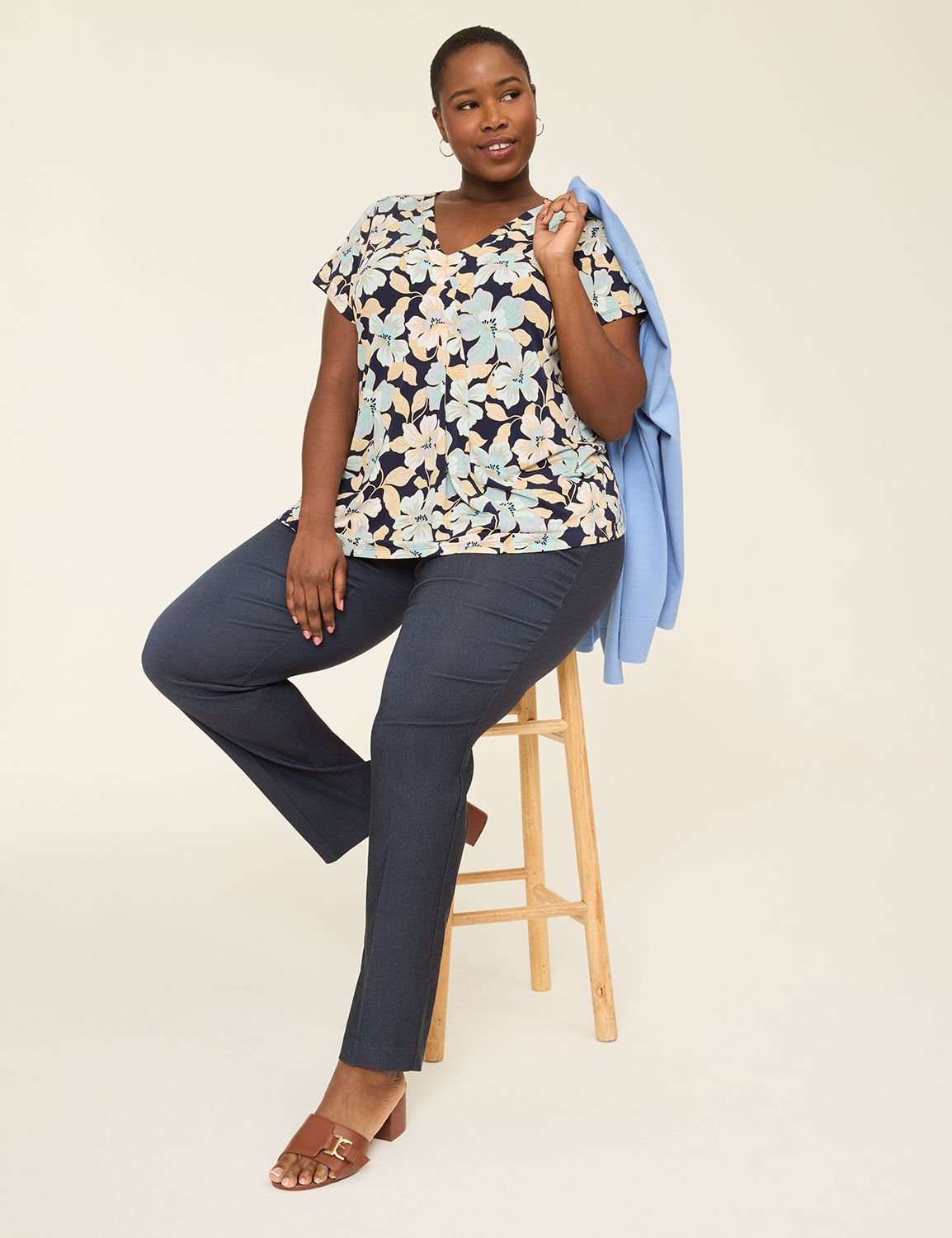 Cap Sleeve Dolman V-Neck Matte Jers Product Image 3