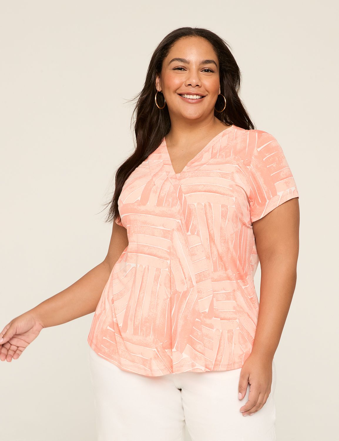 Off White Pleated Dolman V Neck Top main image 0