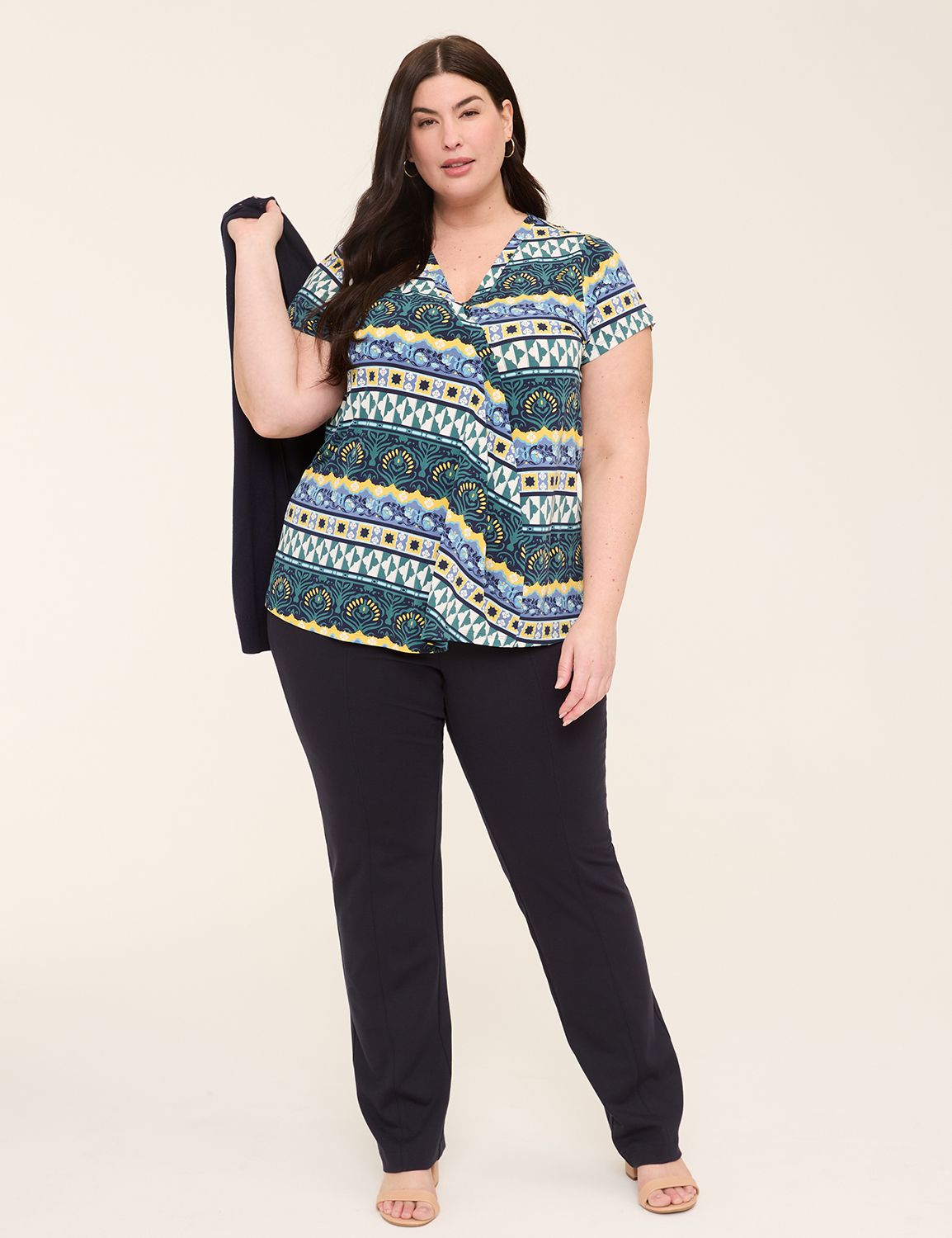 V-neck Dolman Sleeve Detail Patched Sweatshirt main image 1